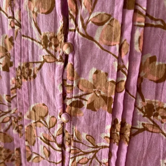 J. Jill Floral Button-Front Blouse with Brown/peach Print - Picture 4 of 9